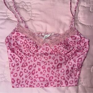 TILLYS | Pink Leopard Print Lace Trim Cami Top